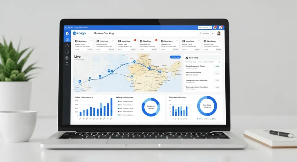 Rivigo Zoom enterprise tracking dashboard showing bulk shipment monitoring, analytics, and real-time delivery status for businesses